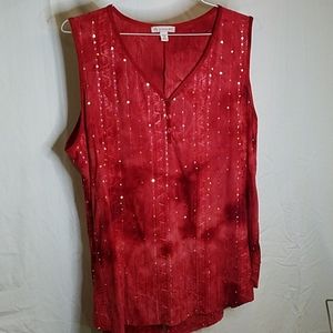 Dress Barn, vintage red sleeveless, v- neck tunic